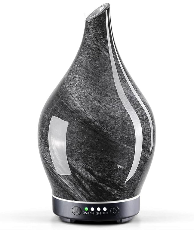 Porseme 150ml Essential Oil Diffuser Glass Color Changing Aroma Air Diffusers Aromatherapy Ultrasonic Cool Mist Humidifier 6 Running Hours Waterless Auto-Off for Sleeping Yoga Office Spa (Obsidian)