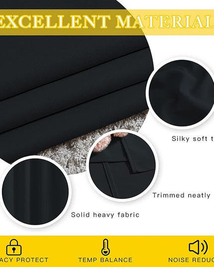 NICETOWN Black Out Living Room Curtain 118 inches Long, Grommet Thermal Insulated Room Darkening Window Treatment for Bedroom/French Door, Black, W80 x L118, 1 Panel