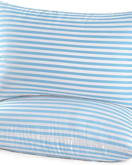 EIUE Bed Pillows for Sleeping 2 Pack Queen Size，Super Soft Down Alternative Microfiber Filled Pillows,Pillows for Side and Back Sleepers,20 x 30 Inches,Blue