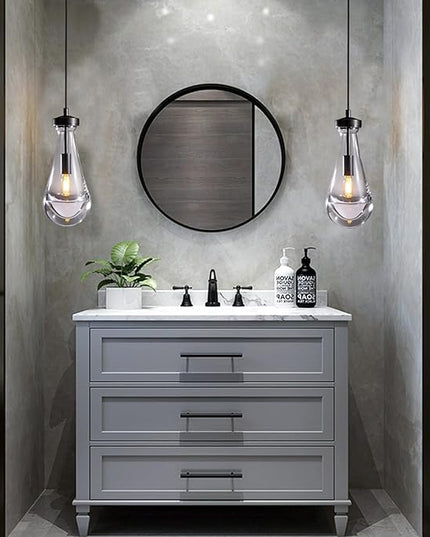 Modern Raindrop Pendant Lights Set of 2, Bronze Pendant Lights Kitchen Island, Black Pendant Light Island Lights for Kitchen Chandeliers for Living Room Bathroom Bedroom Hallway,Bulb Included