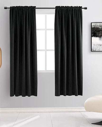 DONREN 99% Blackout Curtain Panels for Bedroom - Thermal Insulated Room Darkening Curtains for Living Room, 2 Window Curtain Panels (52 x 63 Inch,Black)