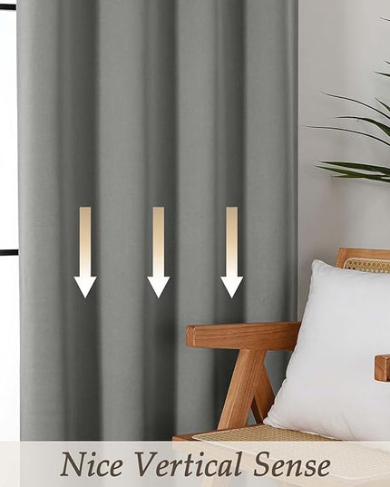 Gwine Blackout Curtains for Bedroom 45 Inch Length, Thermal Insulated Room Darkening Short Curtains, Rod Pocket Drapes for Bathroom Basement Patio Cabinet, Each 40" Wx45 L, Light Grey