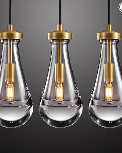 Raindrop Pendant Lights Set of 3, Pendant Lights Kitchen Island 3 Pack, Teardrop Glass Pendant Lights for Bedroom Bathroom, Island Lights, Chandelier for Living Room Hallway, Bulb Included