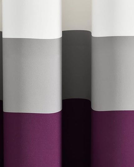 Lush Decor Alexander Color Block Light Filtering Window Curtain Panel Pair, 52"W x 84"L, Purple & Gray