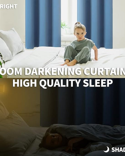 BGment Blackout Curtains for Bedroom - Grommet Thermal Insulated Room Darkening Curtains for Living Room, Set of 2 Panels (52 x 54 Inch, Faded Denim)