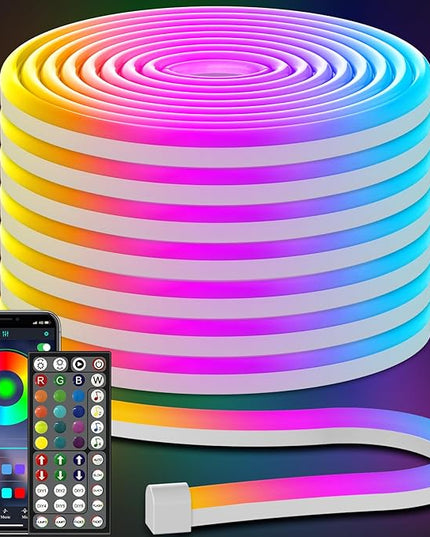 AILBTON 50FT Led Neon Rope Lights Control with App/Remote,Flexible Led Rope Light,Multiple Modes,IP65 Outdoor RGB Lights Waterproof,Music Sync Gaming Led Neon Strip Light for Bedroom Decor (50FT)