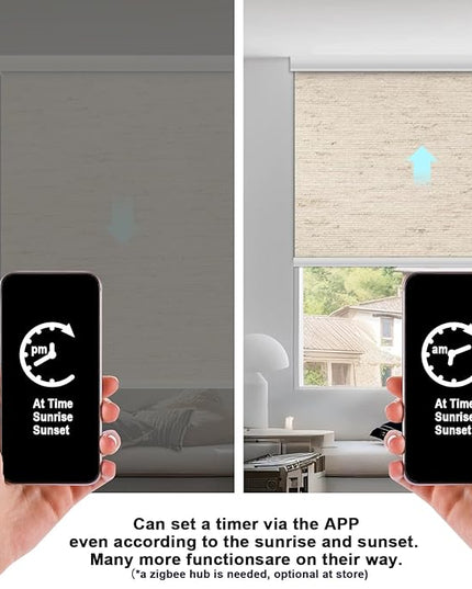 Motorized Blinds with Remote Smart Blackout Shades Electric Curtains Automatic Roller Blinds Shades for Indoor Windows Cordless with Alexa Google Home(Blackout Soft Dune Linen,W57x H62)