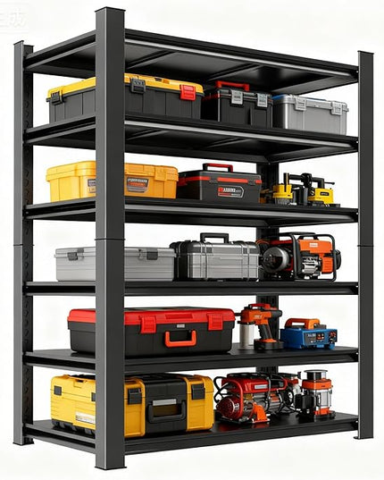Adjustable 6-Tier Garage Shelving, Heavy Duty Steel Storage Rack, High Load Capacity, Ideal for Garage, Warehouse, or Home Organization (6-Tier 82" H x 40" W x 18" D)