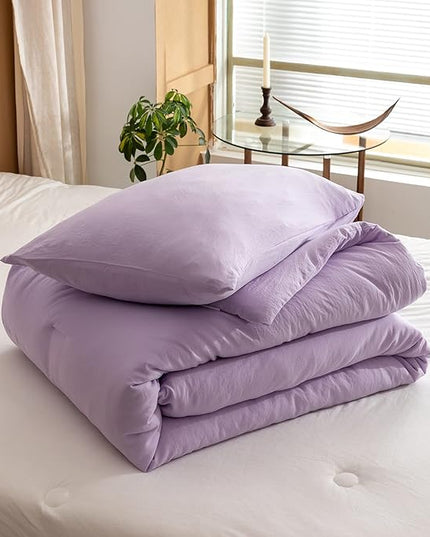 ROSGONIA King Size Comforter Set Lavender, 3pcs (1 Boho Purple Comforter & 2 Pillowcases), Soft Bedding Lightweight Bedspread Blanket Quilts