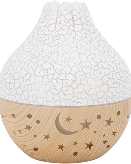 Air Diffuser Humidifier, Wood Grain Ultrasonic Cool Mist, 2 in 1 Aromatherapy Essential Oil Diffuser with Mood Light, Quiet Personal Humidifier for Bedroom Office (White Crack Light Wood