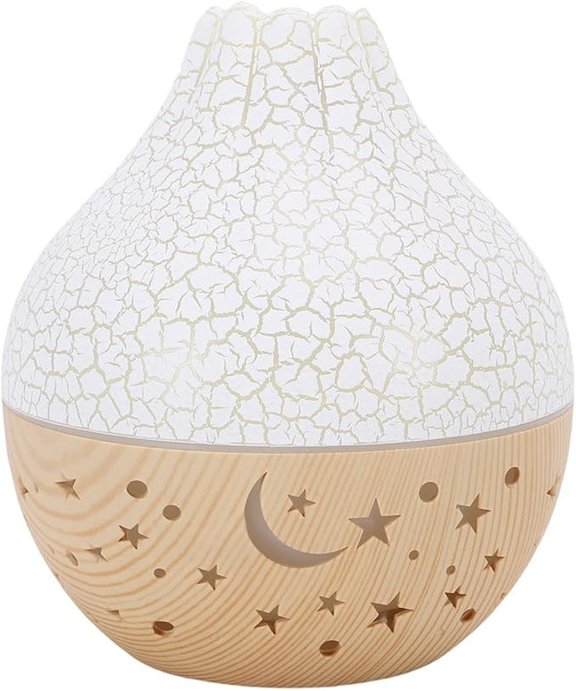 Air Diffuser Humidifier, Wood Grain Ultrasonic Cool Mist, 2 in 1 Aromatherapy Essential Oil Diffuser with Mood Light, Quiet Personal Humidifier for Bedroom Office (White Crack Light Wood