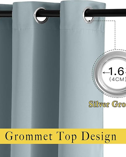 NICETOWN Living Room Curtains for Windows 84 inch Long - Stormy Sea Decorative Grommet Room Darkening Window Treatments for Bedroom/Porch, 2 Panels = 104" Wide