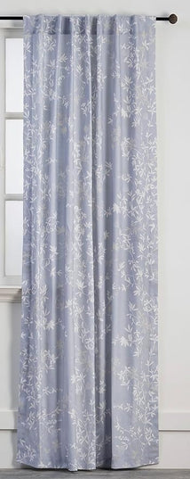 Maison d' Hermine Curtains for Living Room 100% Cotton 108 inch Length One Panel Light Filtering Curtains for Bedroom Windows with Rod and Loop Pockets Drapes (Louxor Blue, 50" W x 108" L)