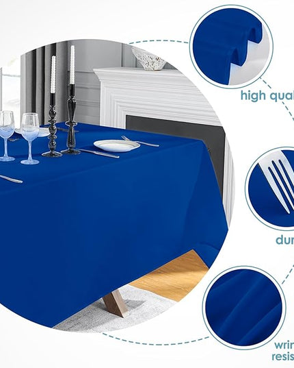 VidaFete Tablecloth 10 Pack 90*132inch Rectangle Table Cloth Polyester, Stain Wrinkle Resistant Polyester Dining Table Cover for Kitchen Dinning Party Wedding Rectangular Buffet Decoration(Royal Blue)