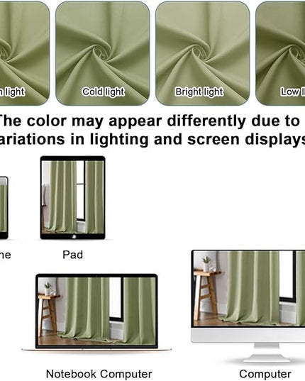 Gwine Sage Green Blackout Curtains for Bedroom 54 Inches Long, Thermal Insulated Room Darkening Curtains for Living Room Each 40" Wx54 L, 2 Panels