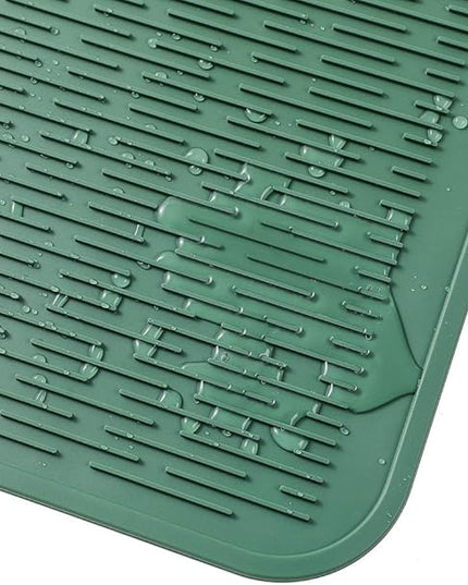 Silicone Dish Drying Mat for Multiple Usage,Easy clean,Eco-friendly,Heat-resistant Silicone Mat for Kitchen Counter or Sink,Refrigerator or Drawer Liner Green XL 18 inches x 16 inches
