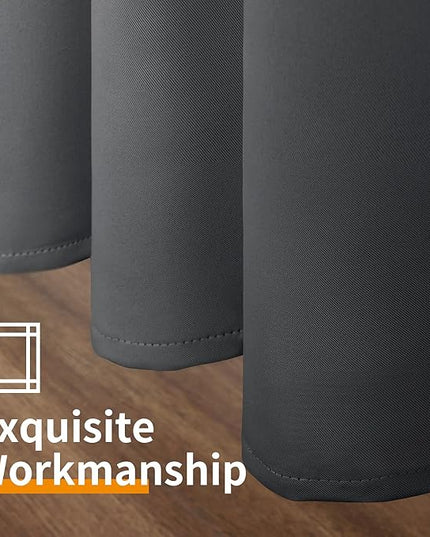 YoungsTex Blackout Curtains 45 Inches Length for Short Window Grommet Room Darkening Drapes Thermal Insulated for Bedroom Basement Kitchen Office, 2 Panels, 42 x 45 Inch, Dark Grey