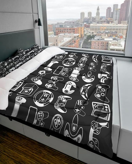 Sunnycitron Gamer Comforter Set for Boys Gaming Bed Comforter Sets Gamer Bedding Sets Boys Gaming Comforter Sets Full Size Bed Set Teen Boy Room Decor,1 Comforter 2 Pillowcases