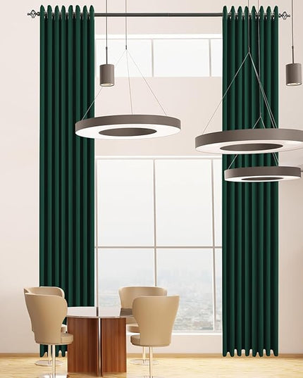 Blackout Curtains for High Ceiling, Extra Long Tall Curtains 18ft Length Solid Grommet Window Drapes for 2 Story High Living Room Loft, Set of 1 Curtain Panel 108 W x 215 L Hunter Green