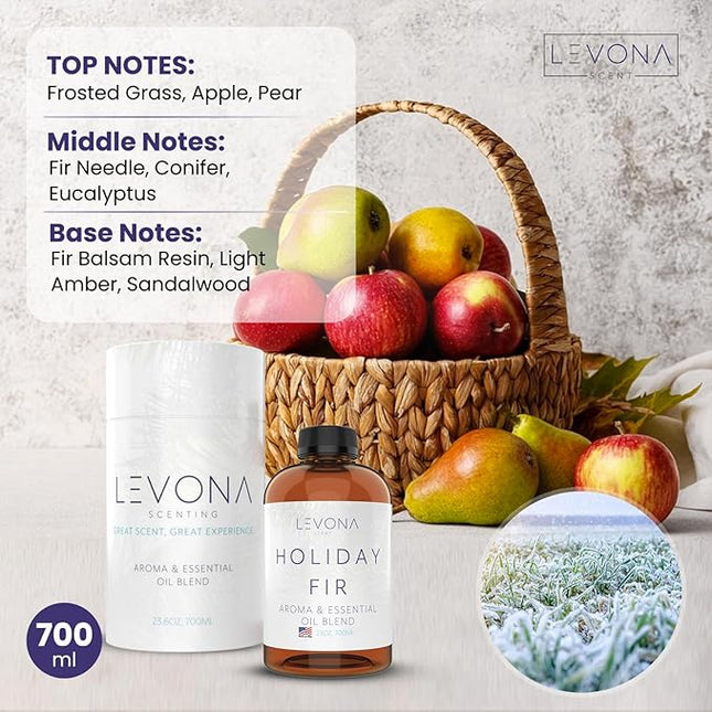 Levona Scent Christmas Essential Oils for Diffuser: Holiday Fir Essential Oil for Diffusers for Home - Essential Oils with Notes of Sandalwood & Amber Oil - Winter Fir and Balsam Fragrance - 700Ml