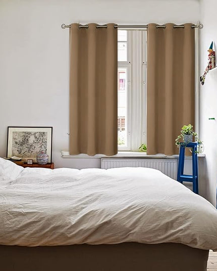 BGment Blackout Curtains for Living Room - Grommet Thermal Insulated Room Darkening Curtains for Bedroom, 2 Panels of 38 x 45 Inch, Taupe