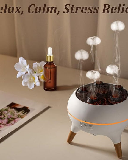 Essential Oil Diffuser for Home, Bedroom Humidifiers, Air Scent Aroma Aromatherapy Ultrasonic Humidifier Machine Timer Small Mini difusor de Aromas para casa Living Room Office Decor Gifts Jellyfish