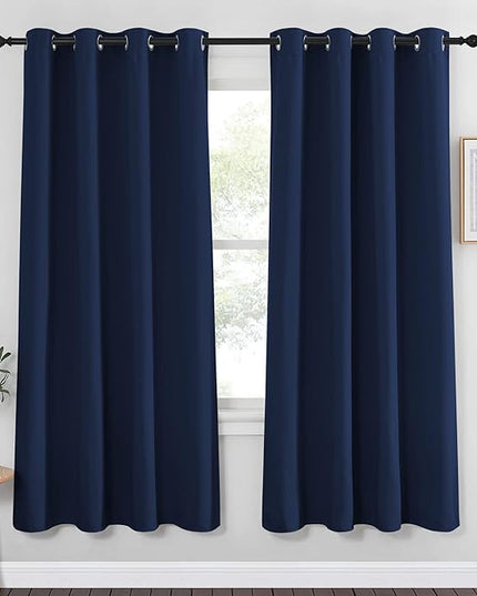 NICETOWN Blackout Curtain Panel 72 - Window Treatment Energy Saving Thermal Insulated Solid Grommet Blackout Drape for Living Room (Navy, 1 Panel, 52 by 72-inch)