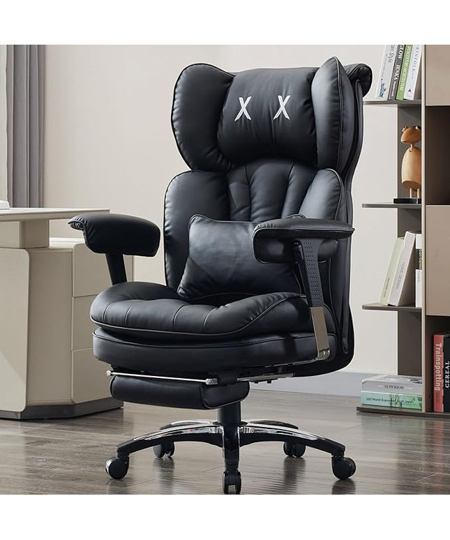 Efomao Big and Tall Office Chair with Footrest – High Back Computer Chair with Adjustable Armrests，Executive Office Chair with Wide Seat, Modern Desk Chair for Home Office, Gaming, or Study, Black