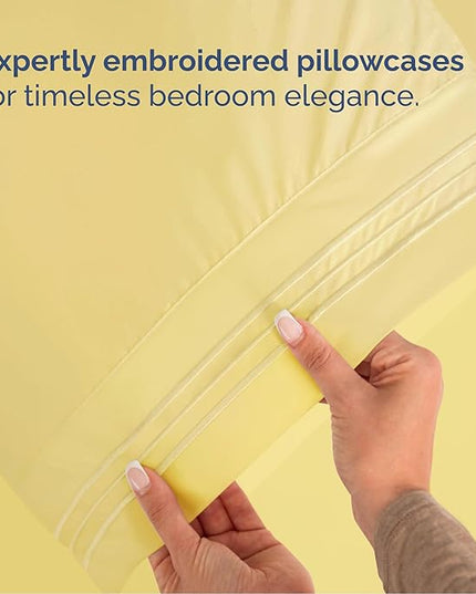 Queen Size 4 Piece Sheet Set - Comfy Breathable & Cooling Bed Sheets Set - Hotel Luxury Bedding for Women, Men, Kids, Teens, Boys & Girls - Deep Pockets, Ultra-Soft, Wrinkle Free - Oeko-Tex - Yellow