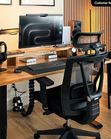 AUTONOMOUS ErgoChair Pro Ergonomic Office Chair Foam Black Adjustable Lumbar Support, Rolling Swivel - Home office Desk Chairs with Wheels and Arms - Ergonomic Desk Chair Comfy for Gaming & Long Hours