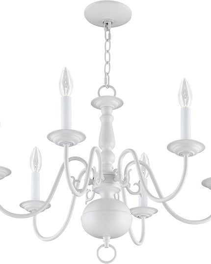 Livex Lighting 5006-03 Williamsburgh 6-Light Chandelier, White