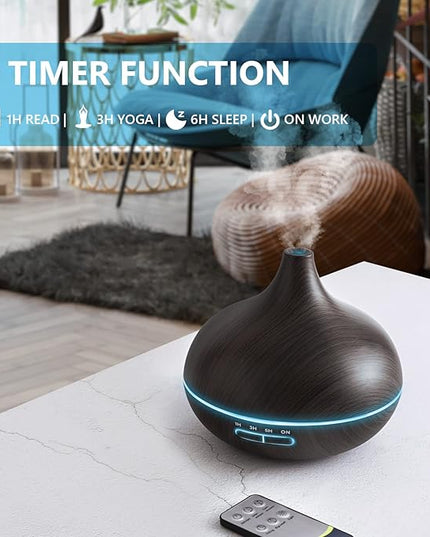 Diffusers for Essential Oils Large Room, 550ml Essential Oil Diffusers with Remote Control, Ultrasonic Oil Diffuser with Timer, 7 Colors Light for Bedroom
