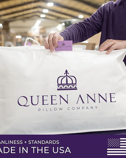 Queen Anne Hotel Collection Pillows – Luxury Down Alternative Bed Pillows (Queen Firm) – Ultimate Comfort, Hypoallergenic, Made in The USA
