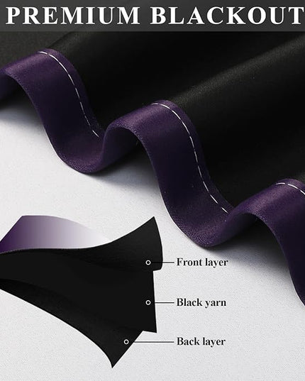 Estelar Textiler Ombre Blakcout Curtains for Living Room 72 Inch Length 2 Panels Set,Full Room Darkening Purple and Greyish White Thermal Insulated Grommet Window Curtains & Drapes for Bedroom,52Wx72L