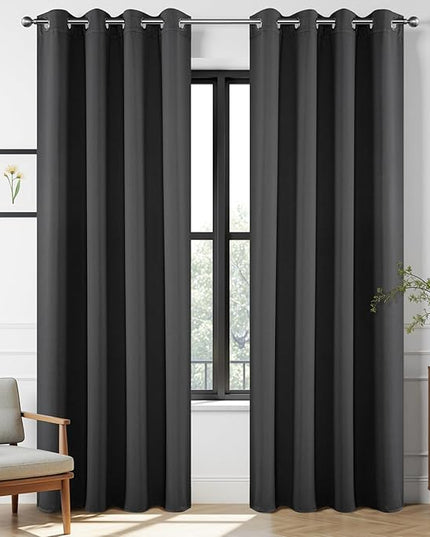Joydeco Blackout Curtains 84 Inch Length 2 Panels Set, Thermal Insulated Long Drapes 2 Burg, Room Darkening Grommet Drapes for Living Room Bedroom Window