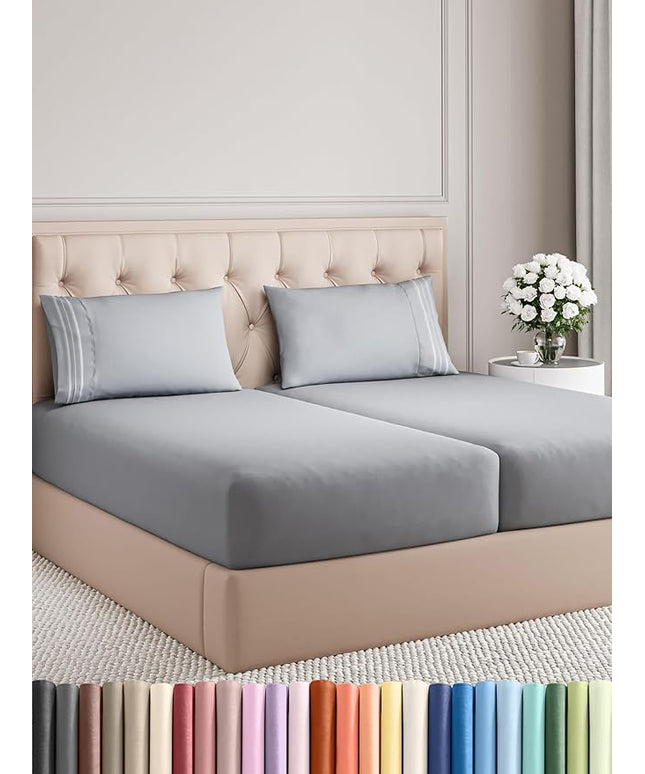 Split King Size 5 Piece Sheet Set - Comfy Breathable & Cooling Bed Sheets Set - Hotel Luxury Bedding for Women, Men, Kids, Teens, Boys & Girls - Deep Pockets and Wrinkle Free - Oeko-Tex - Steel Blue