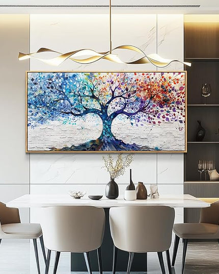 ERQINHUA Large Canvas Wall Decor Art For Bedroom Wall Art For Living Room Wood Framed Modern Restaurant Office Colorful Wall Painting Tree Abstract Pictures Canvas Prints Home Decorations 30x60 In