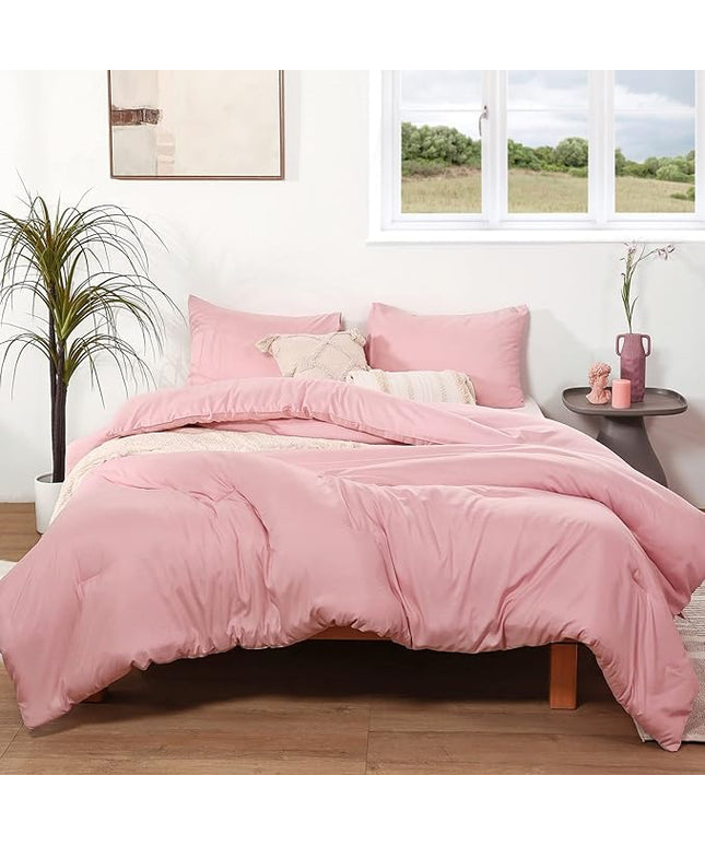 ROSGONIA Full Size Comforter Sets for Girls Boys Teens Pink, 3pcs (1 Boho Comforter & 2 Pillowcases), Lightweight Dorm Bedding Soft All Season Bed Set