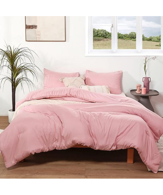 ROSGONIA Twin/Twin XL Comforter Set for College Girls Boys Pink, 1 Comforter & 1 Pillowcase, Lightweight Kids Comforter Set All Season Dorm Bedding