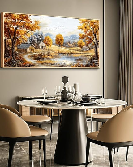 Wood Farmed Canvas Wall Art For Living Room Large Wall Decor For Office Bedroom Decorations Autumn Forest Landscape Pictures Farmhouse Painting Artwork Room Wall Mural Aesthetic Home Decor 30x60 In