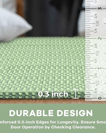 KOZYFLY Washable Area Rug 2x3 Ft Small Entryway Rug Indoor Door Mat Throw Rugs with Rubber Backing, Braided Cotton Floor Carpet for Front Entrance Bathroom Kitchen Foyer, Sage Green