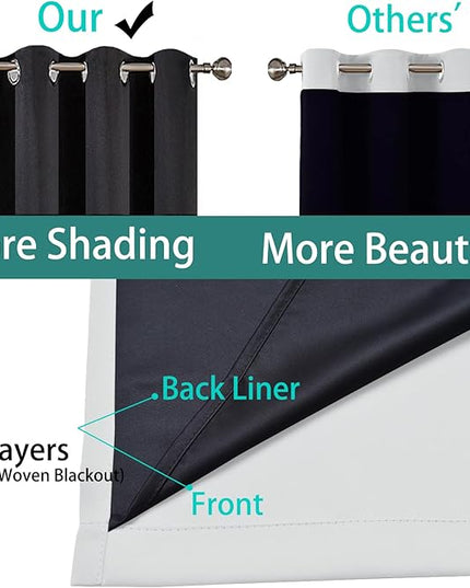 Yakamok 100% Blackout Curtains 84 Inches Long, 2 Thick Layers Heat and Full Light Blocking Soft Thermal Insulated Drapes for Bedroom(70" Wide Each Panel, Greyish White, 2 Panels)