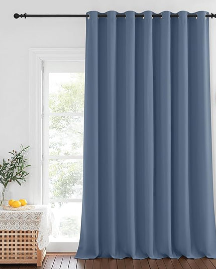 NICETOWN Stone Blue Blackout Curtain 120 inch Length, Grommet Window Treatment Thelma Insulated Room Divider Sliding Door Drape for Bedroom/Living Room, 1 Panel, W100 x L120