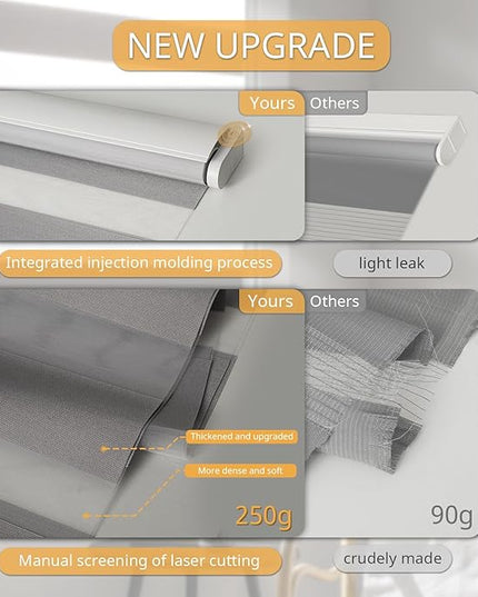 Motorized Blinds with Remote, Cordless Automatic Zebra Shades, Smart Blind for Windows, Grey, 27 x 72