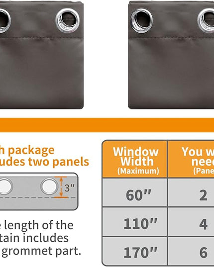 YoungsTex Short Blackout Curtains 54 Inch Long for Basement Window - Thermal Insulated with Grommet Room Darkening Drapes for Bedroom Office Bathroom, 2 Panels, 42 x 54 Inch, Grey