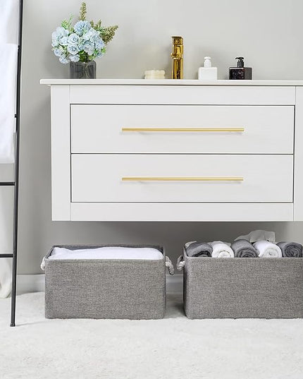 TheWarmHome Large Storage Bins Basket, 2 Pack Grey Fabric Storage Cubes for Changing Table Nursery Livingroom Kidsroom Playroom Toy, Collapsible Storage Baskets for organizing Shelves Closet