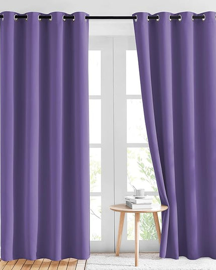 NICETOWN Lilac Purple Blackout Curtains for Bedroom (1 Pair, 52 x 84 inches), Farmhouse Thermal Insulated Room Darkening Drapes for Windows