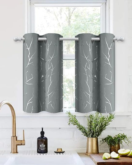 BUHUA Short Curtains 36 inches Long, Black Out RV Bunk Panels, Kitchen Window Curtains Over Sink, Thermal Insulating Blackout Drapes for Small Window (2 Panels, Light Grey, 26 inches Wide)
