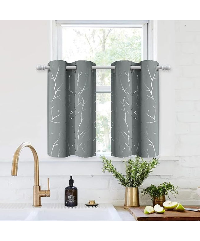 BUHUA Short Curtains 36 inches Long, Black Out RV Bunk Panels, Kitchen Window Curtains Over Sink, Thermal Insulating Blackout Drapes for Small Window (2 Panels, Light Grey, 26 inches Wide)