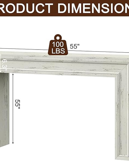 Rresyet 55 Inch Long Console Table, Sofa Table Behind Sofa, Wooden Entryway Table, Farmhouse Entryway Table for Entry, Hallway, Living Room (White)